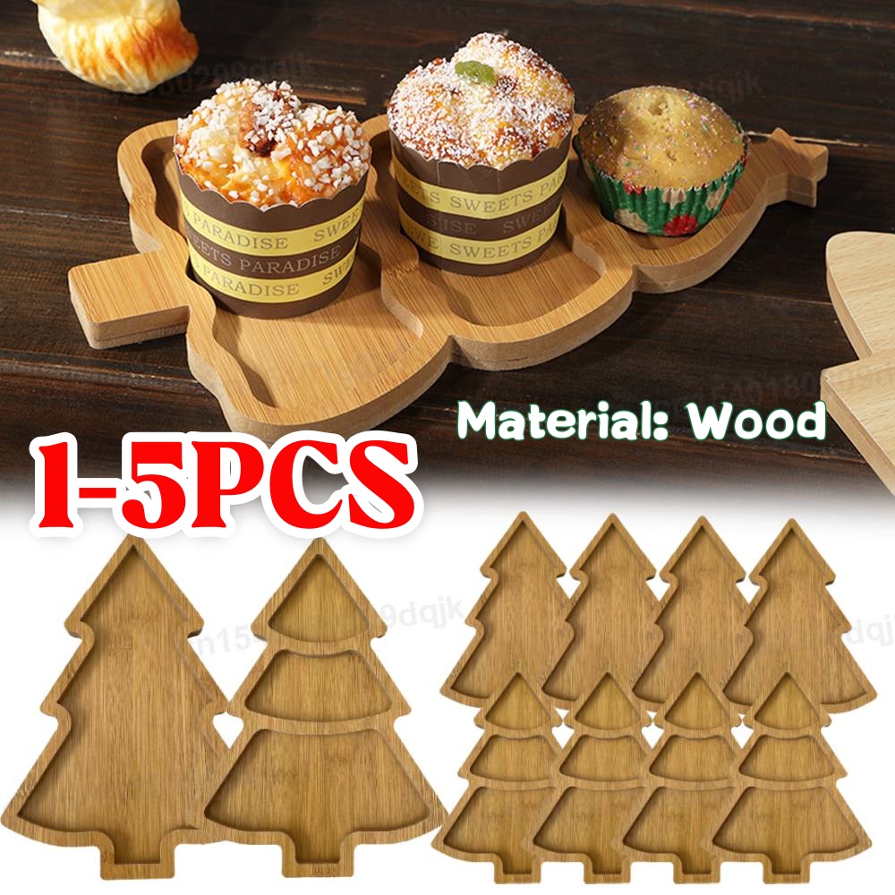 Food Snacks For Christmas - Bandeja de madera para árbol de