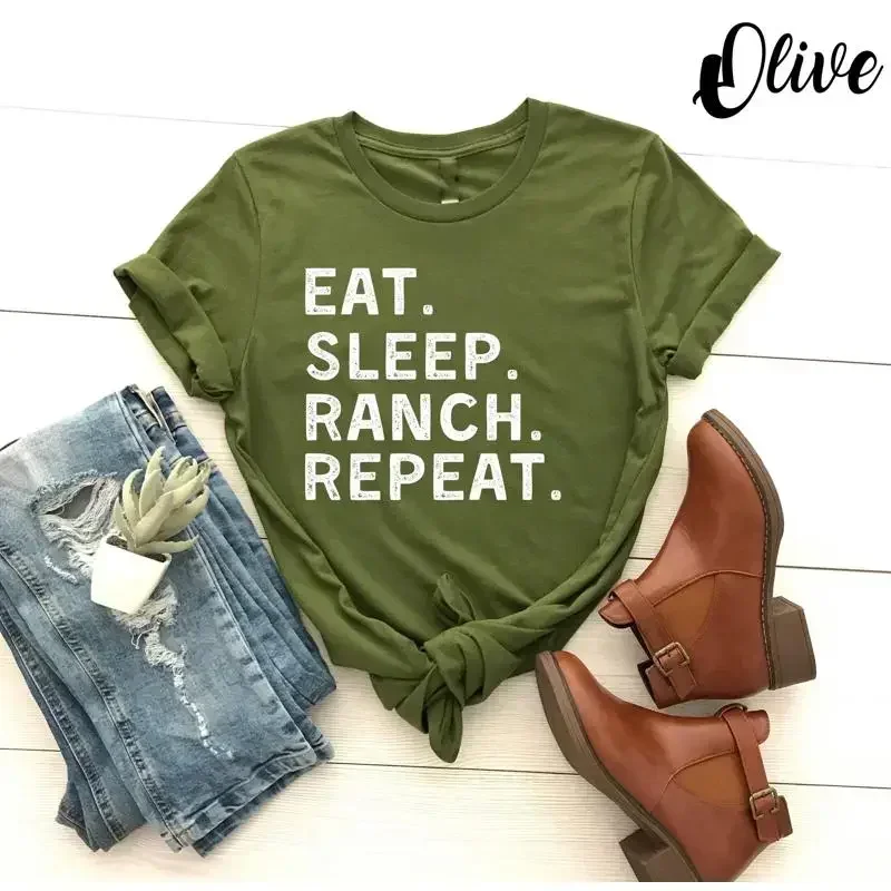 Foody Snacks - Camiseta Eat Sleep Ranch RepeaT, divertida,